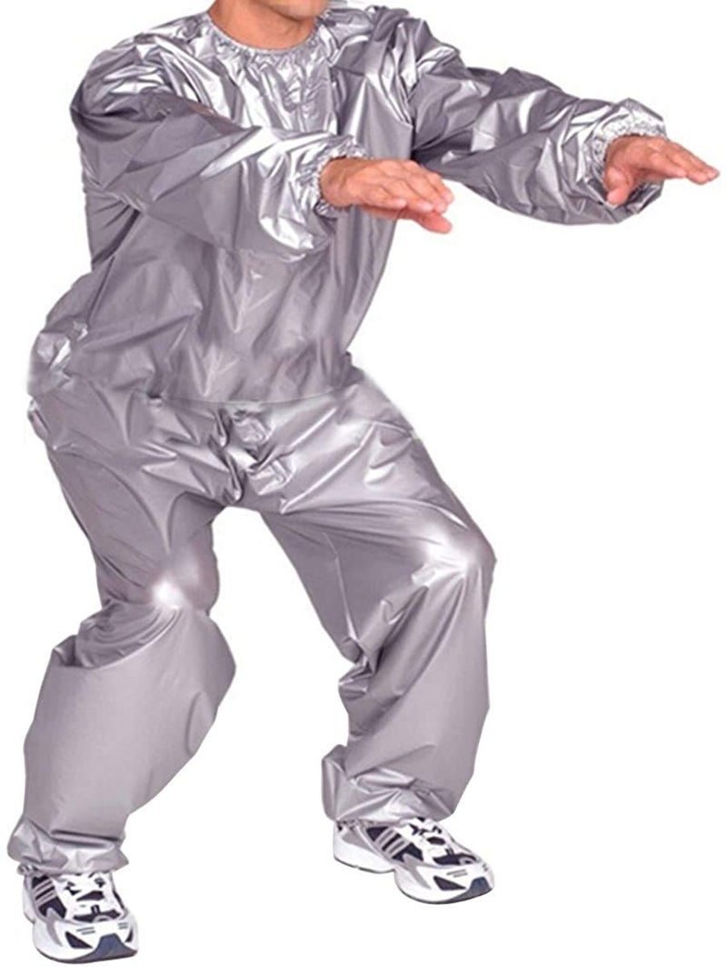 XINSHUN Sweat Sauna Suits Weight Loss Gym Exercise for Men and Women (Silver XX-large) - Image 2